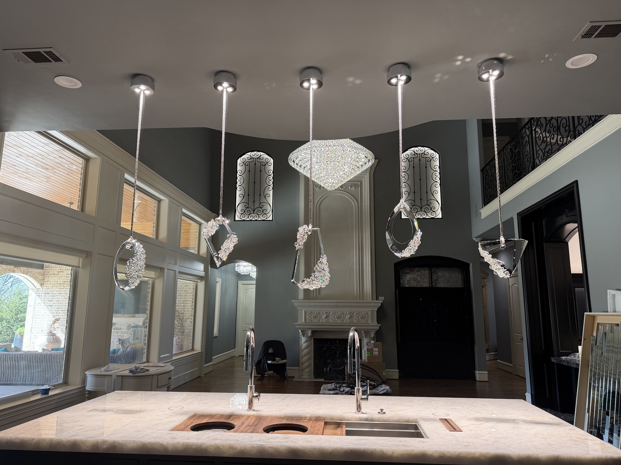 Custom Schonbek 1870 crystal commission installed