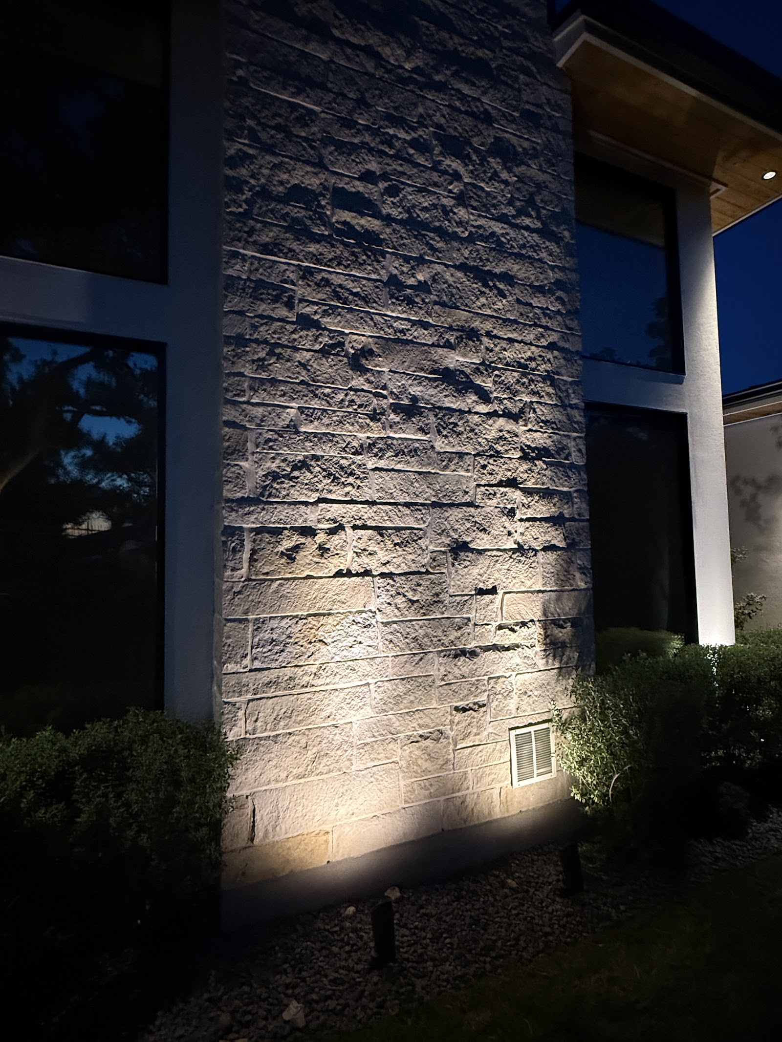 Stone column grazing light detail